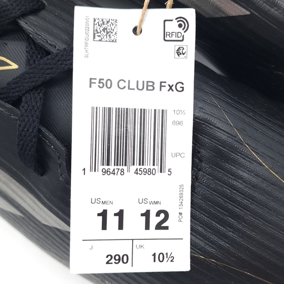 Adidas F50 Club FxG Black/Carbon Fiberskin Multi-Ground Soccer Men's US Size 11 - Picture 7 of 8